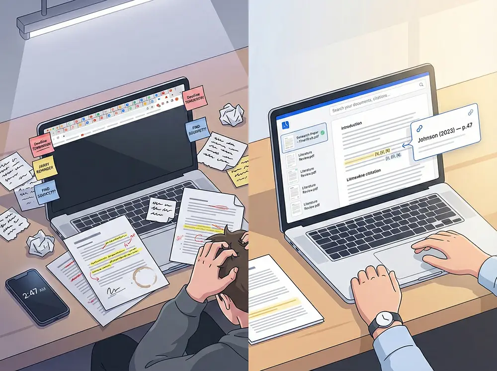 Research chaos transforming into organized clarity